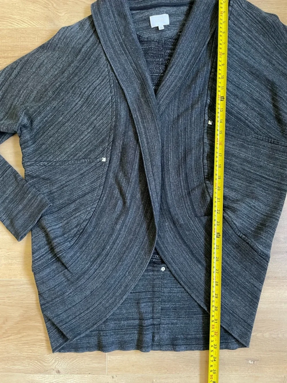 Wilfred Aritzia Charcoal Open Front Cardigan Draped Shawl Collar Knit Sweater M - Picture 4 of 8